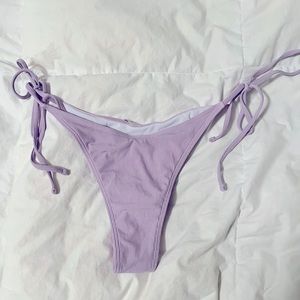 Ribbed side-tie cheeky bikini bottoms